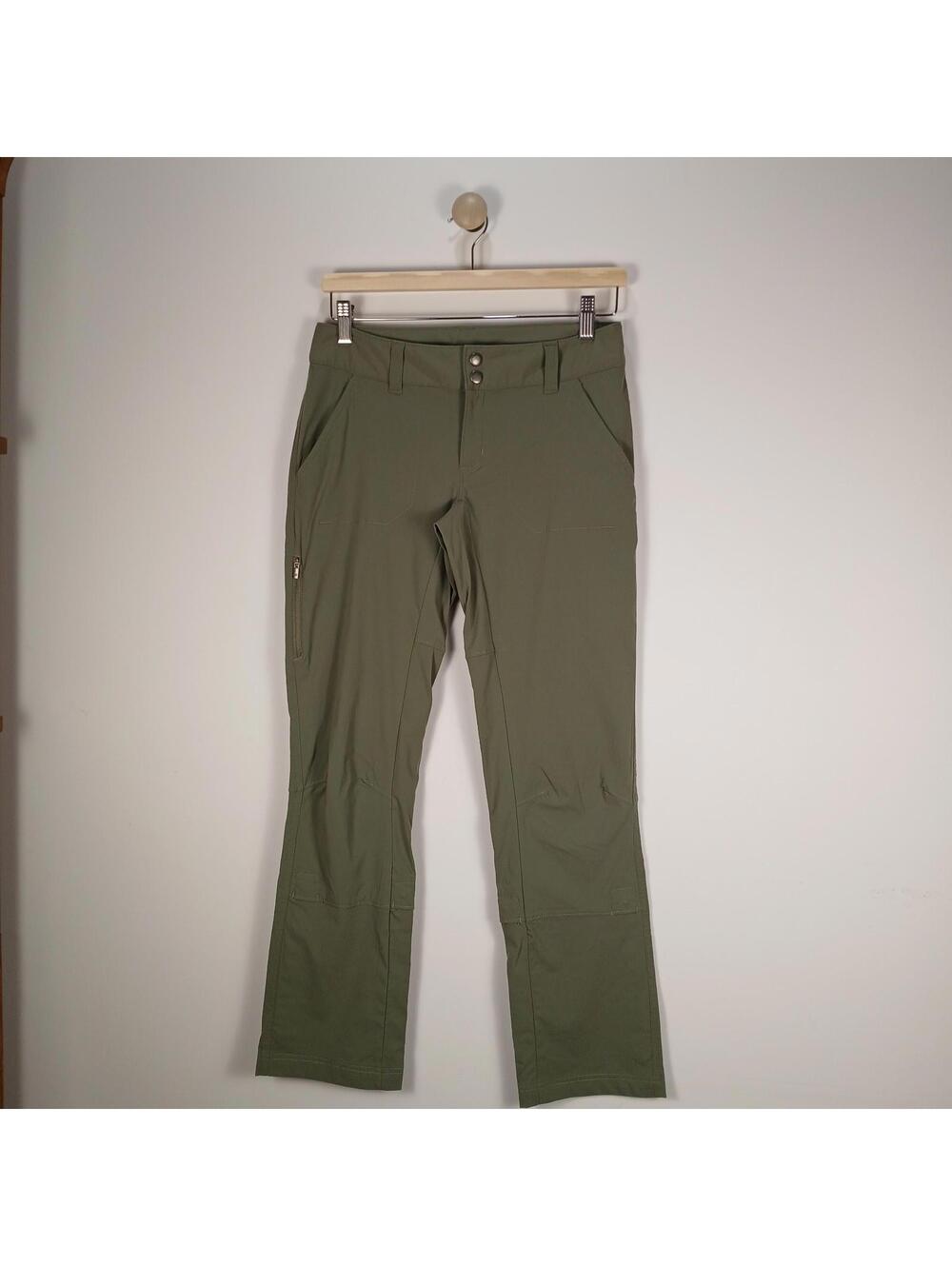 Columbia Omni Shield Pants Womens 4 Short Green Hiking Stretch Zip Pocket